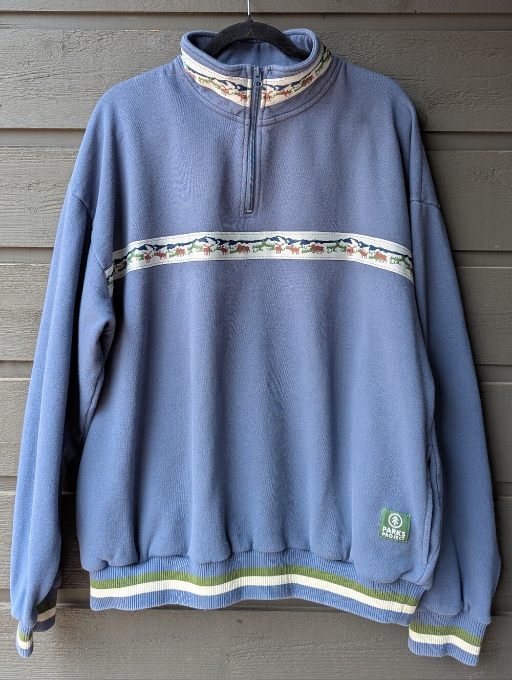 Parks Project Acadia Moose 1/4 Zip Sweatshirt Unisex Size XXL